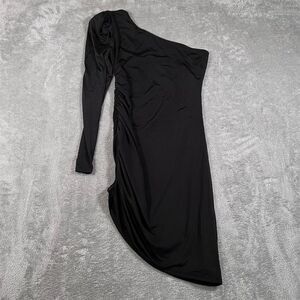 Lovers and Friends Dress Women's Small One Shoulder Black Ruched Bodycon Party‎